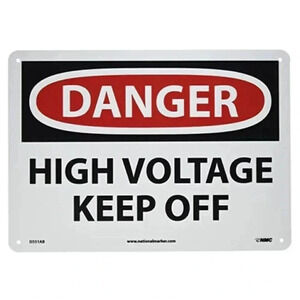 OSHA Sign, "DANGER - HIGH VOLTAGE KEEP OFF", 14" L
